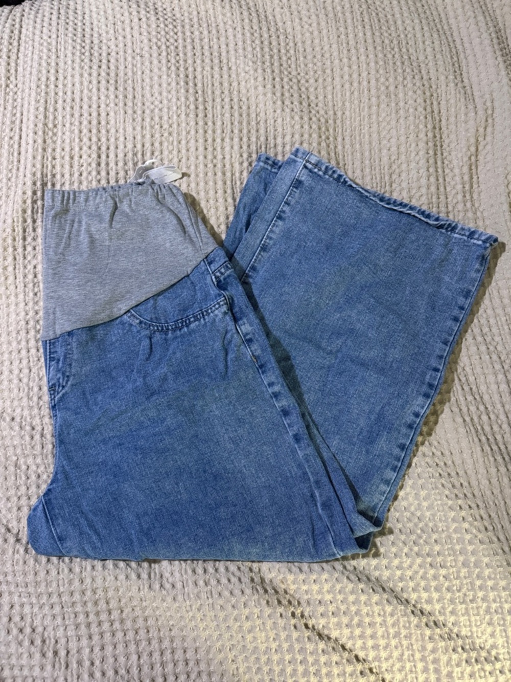 Maternity Wide-Leg Jeans with Elastic Waistband - Blue